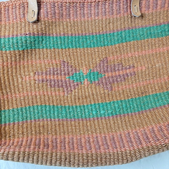 Aztec Boho Southwestern Southern Western Woven Natural Fiber Tote Purse Bag - Picture 13 of 16